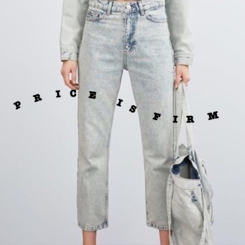 NWT Zara Bleached Hi Rise Cropped Jeans Si…